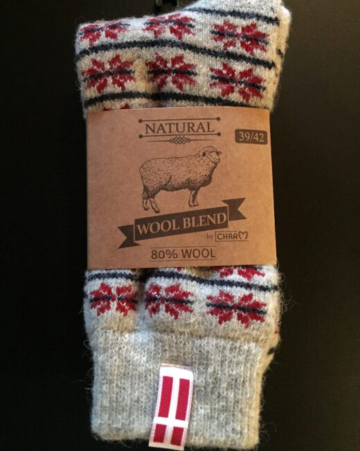 Yllesocka med Dansk flagga i 80% ull