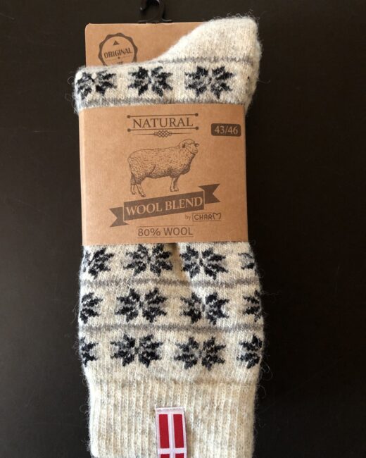 Yllesocka i 80% ull med Dansk flagg
