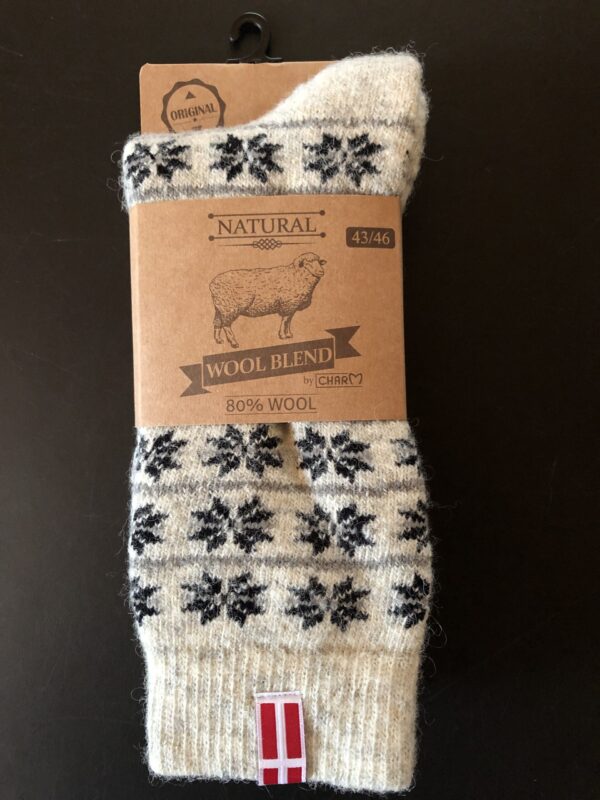 Yllesocka i 80% ull med Dansk flagg