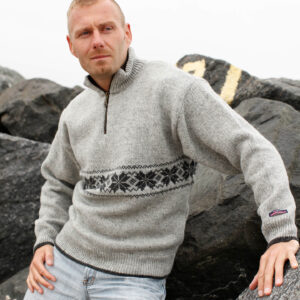Classic norwegian sweater in grey color unisex