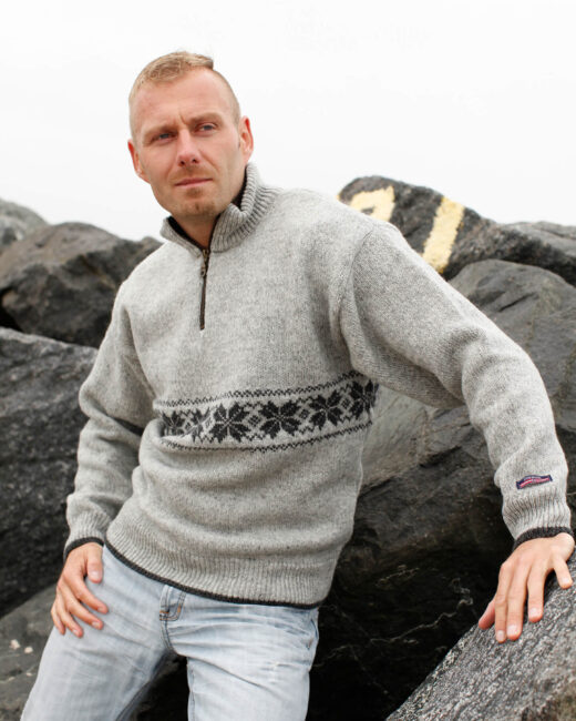 Grå norsk ylletröja unisex