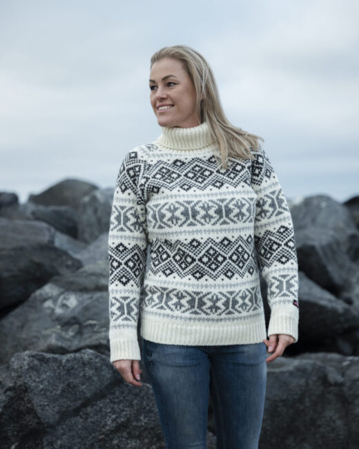 Isländsk ylletröja med hög krage unisex