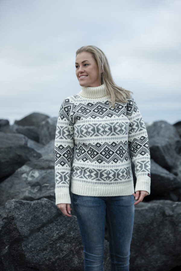 Isländsk ylletröja med hög krage unisex