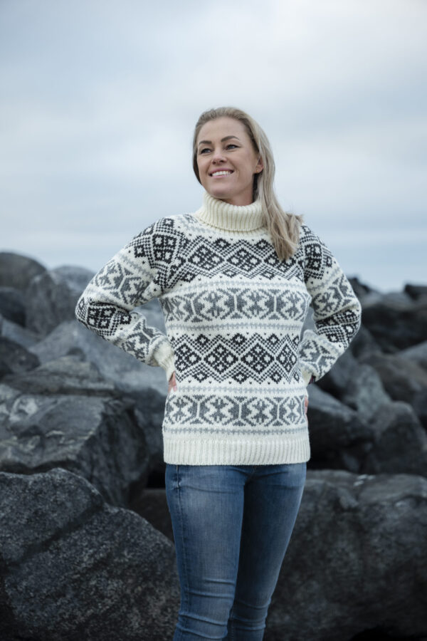 Isländsk ylletröja med hög krage unisex - Bild 2