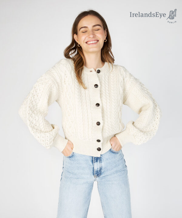 Stickad Aran kofta i 100% merino ull - Bild 2