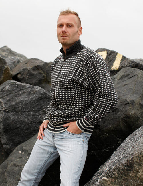 Isländsk stickad cardigan unisex