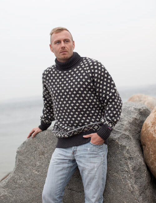 Original islandströja med hög krage unisex
