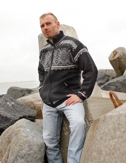 Stickad norsk windstopper-jacka unisex